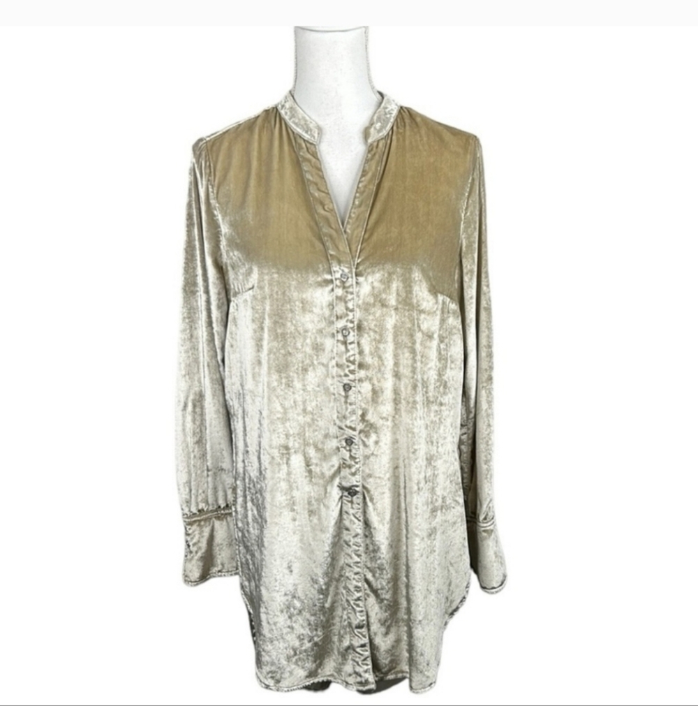 Maeve Boho Velvet Long Sleeve High Low Tunic Long Line Top Size 4